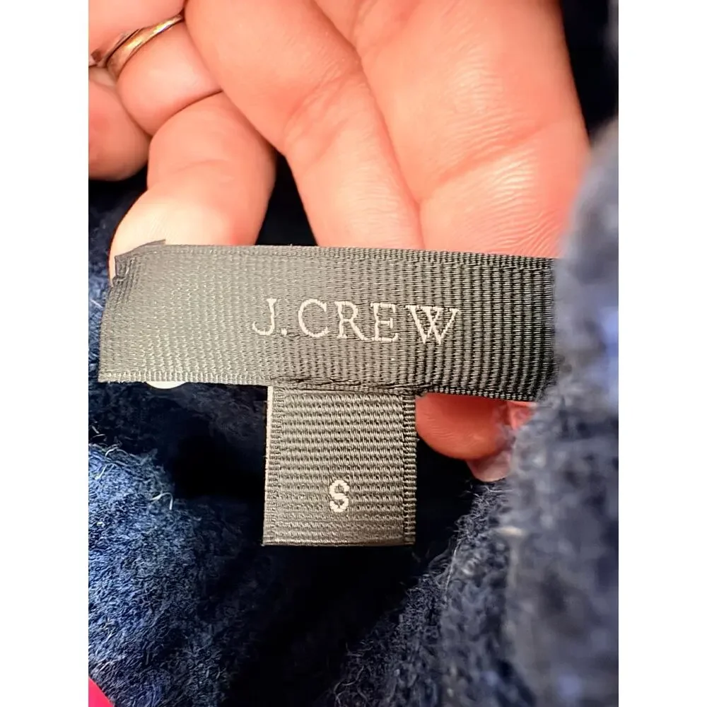 Après Ski Nordic J.Crew Alpine Wool Mohair Turtleneck Sweater Navy Cabincore S